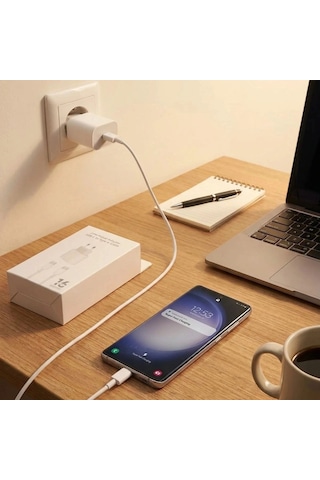 Buffer 25w Hızlı Şarj Adaptörü Usb-c To Type-c Kablolu Pd Destekli, Süper Hızlı Şarj Cihazı