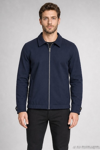 Freemen Erkek Oversize Fermuarlı İçi Kapitoneli Kaşe Ceket-415 Lacivert