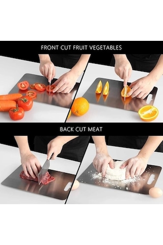 Novahub 1 Adet 39x28cm Paslanmaz Çelik Kesme Tahtası - Mutfak Aracı - Doğrama Tahtası - Ev Kullanımı İçin Diğer