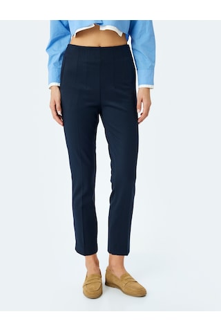 Koton Yandan Fermuar Kapamalı Yüksek Bel Slim Fit Cigarette Pantolon Lacivert 5sak40137uw Lacivert