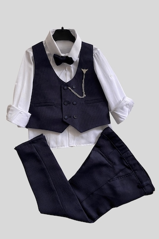 Matrix Yelekli Zincirli Erkek Çocuk Takım Elbise Lacivert Lacivert
