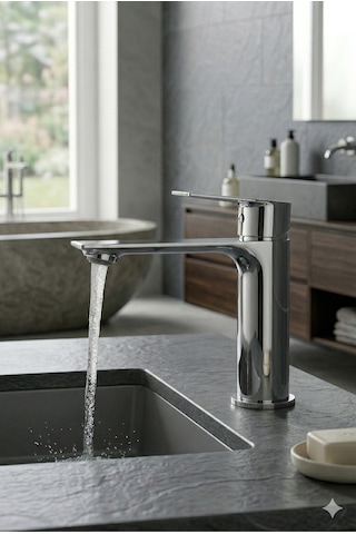 Krom Sabit Aç Kapa Kısa Lavabo Bataryası Pirinç Döküm Lavabo Musluğu Krom