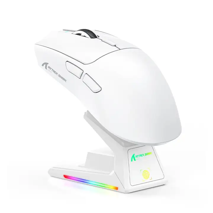 Attack Shark X1 Şarj İstasyonlu Touchpadli Kablosuz Gaming Mouse As-x1-whıte