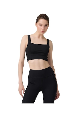 Siyah Kare Yaka Crop Top Büstiyer Siyah