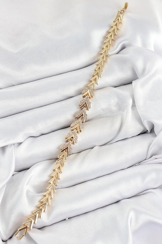 Dodes Dodes Pirinç Zirkon Taşlı Sıralı Ok Model Gold Renk Kadın Bileklik Tg27bb7525 Çok Renkli