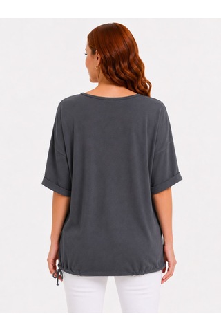 Neden Tekstil Kadın Oversize Gri T-shirt - Haki