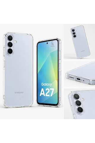 Samsung Galaxy A27 Uyumlu Kılıf Esnek Silikon Telefon Kılıfı Ve Temperli Cam Ekran Koruyucu Şeffaf
