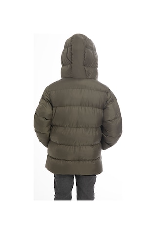 Erkek Çocuk Haki Içi Polarlı Kapüşonlu Su Geçirmez Rüzgara Dayanıklı Şişme Kışlık Mont Haki