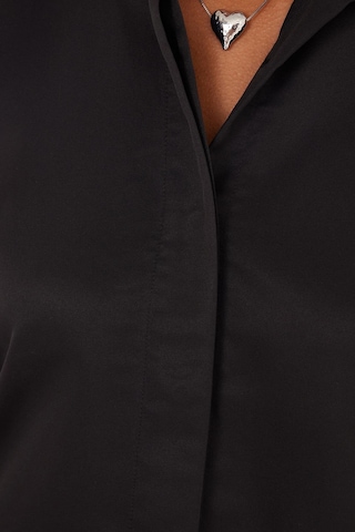 Tudors Kadın Slim Fit Dar Kesim Vucüda Oturan Uzun Kollu Gizli Düğme Detaylı Siyah Basic Gömlek-35321 Siyah
