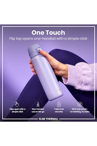 Ion8 - İnce Su Termosu - Açık Mor - 500 Ml - Sızdırmaz