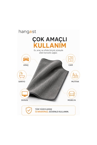 Premium Mikrofiber Temizlik Bezi 50x70 Cm İz Bırakmayan Çok Amaçlı Cam, Araç, Mutfak, Banyo, Ekran Temizlik Bezi Gri Diğer