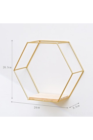 Ximistore9 Altın Orta Boy Altıgen Duvarlı Dolap - Ev Dekorasyonu Ve Organizasyon İçin Dayanıklı Demir Raf Altın