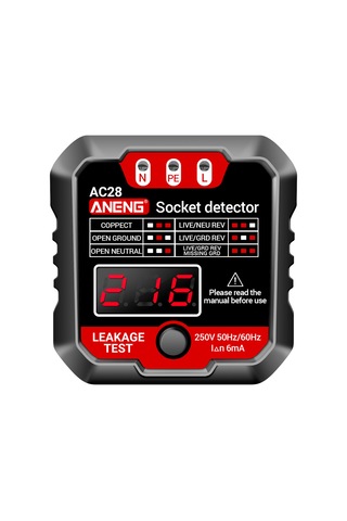 Lemestar Aneng Ac28 Siyah Amerikan Standart Soket Testeri - Polarity, Zero Fire Ground Kontrolü Ve Akıntı Tespiti İle Elektrik Güvenliği