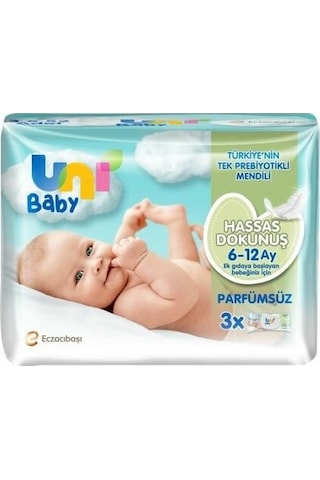Uni Baby Hassas Dokunuş 3'lü 156 Yaprak Islak Mendil