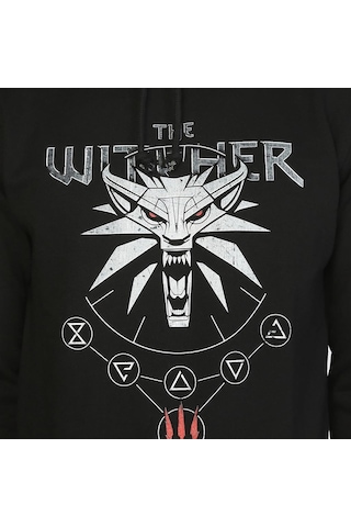 Bant Giyim - The Witcher Siyah Kapşonlu Erkek Sweatshirt Hoodie Siyah
