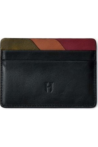 Elton Erkek Siyah Plus Color Deri İnce Tasarım Çok Bölmeli Rfid Korumalı Kartlık Siyah