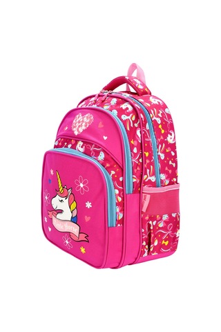 Yeni Sezon Ortopedik Unicorn Desenli Okul Çantası + Beslenme Çantası Seti Koyu Mor