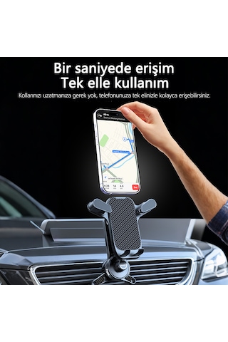Uzun Ayaklı Araç İçi Telefon Tutucu 360 Dönebilen 8 Seviye Titreşim Önleyici Yerçekimli Tasarım 4.7-7.0 İnç 10.09x11.65x4.75cm