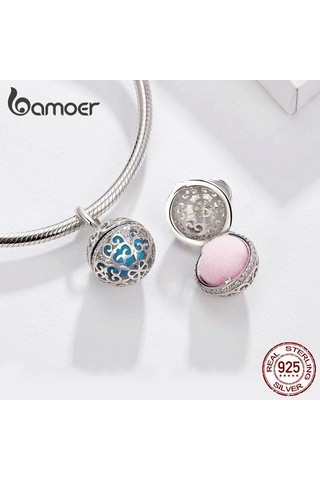 Bamoer Parfüm Madalyon Kolye Charm Yılan Bilezik Kolye Gerçek 925 Ayar Gümüş Gümüş