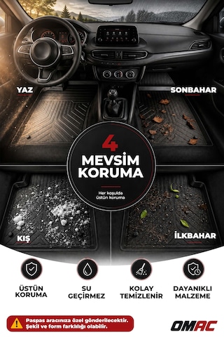 Volkswagen Amarok 2022-2026 Uyumlu 4d Havuzlu Paspas Kauçuk Siyah 5 Parça