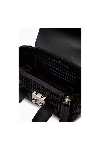 3.1 Phillip Lim Nano Pashli Kristal Çanta Saten, Taşlı, Çapraz Askılı Ve Şık Tasarım El Çantası 0 - Siyah