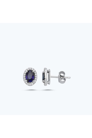 Altınbaş Pırlanta Safir Oval Küpe Erm956s-8k Beyaz