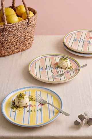 Mama Mia & La Dolce Vita Nordic 4'lü Pasta Tabağı 22 Cm Çok Renkli