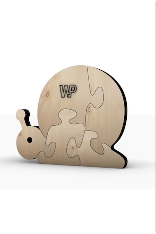 Masif Ahşap Puzzle Çocuklar İçin Boyanabilir Salyangoz Boya Setli