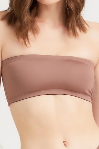 Kahverengi Straplez Crop Top Büstiyer Kahverengi