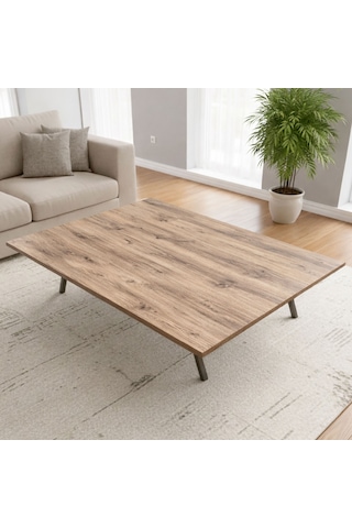 Ratemo Katlanır Metal Ayaklı Yer Sofrası 89x119 Cm Modern Dikdörtgen Çok Amaçlı Masa Ceviz