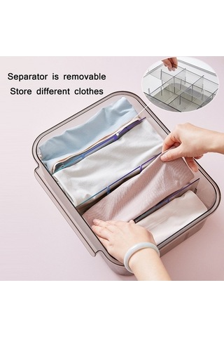 Tongxida Ev Gardırop Çekmece Tipi İç Çamaşırı Çorap Saklama Kutusu Bölmeli Şeffaf Gri Diğer Diğer