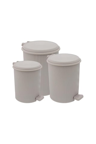 Omnipazar Elf-n320 Nostalji 3 Boy Plastik Pedallı Çöp Kovası Taş Gri Gri