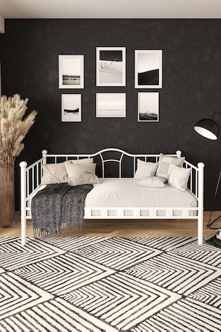 Argimo Kamelya Beyaz Sedir Metal Karyola 90 x 190