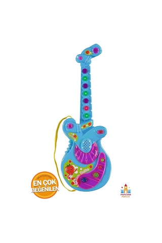 Müzikli Ve Işıklı Eğitici Gitar Oyuncak - 35 Cm Boyunda Çocuklar İçin Eğlenceli Oyuncak Gitar