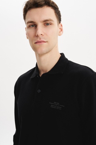 AR-MA Arma Erkek Regular Fit Selanik Kumaş Polo Yaka Sweatshirt Düğmeli, Pamuk Polyester Karışımlı %65 Pamuk %35 Polyester K30564699102 Siyah