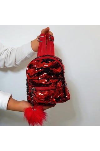 Fiyra Crn Kırmızı Pullu Kız Çocuk Sırt Çantası 16cmx20cmx10cm 001