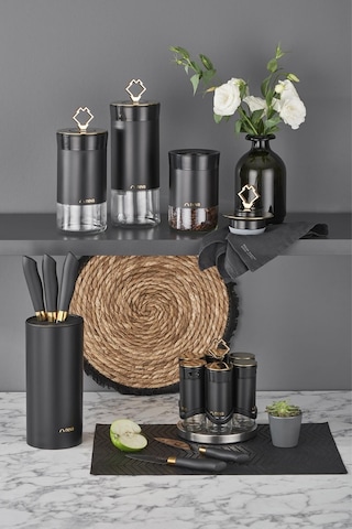 Neva N3309 Bitter Niş-Gold 6 Lı Baharat Seti Gold - Siyah