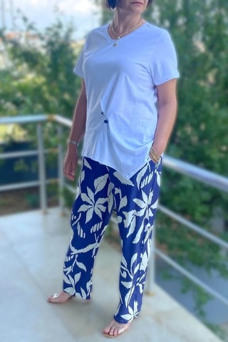 Mia Butik Büyük Beden Bahar Takım Beyaz - Mor Beyaz-mor