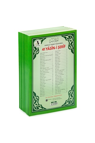10 Adet Türkçe Mealli Orta Boy 80 Sayfa 41 Yasin - Yeşil Renk