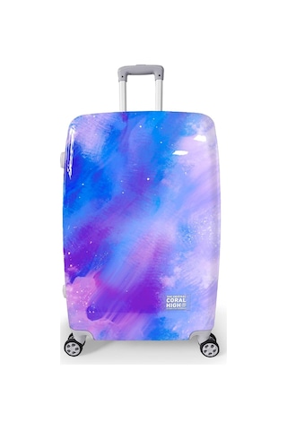 Coral High Renkli Desenli Pc Büyük Boy Valiz 70cm 16838 Mor