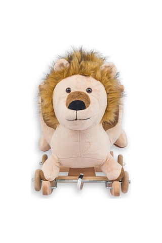 Tommybaby Egitici Peluş Tekerlekli Sallanan Aslan Ahsap Sallanan Aslan Krem