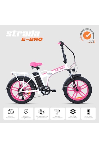 Strada E-bro 20 Jant Elektrikli Bisiklet Pembe