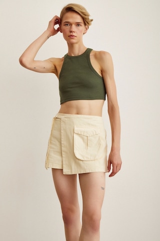 Never More Kemer Detaylı Şort Etek Krem