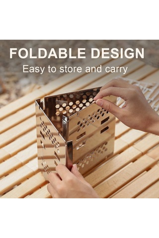 Youtek Katlanabilir Paslanmaz Çelik Kamp Ocağı - Pratik Taşınabilir Şömine Ve Izgara Gümüş