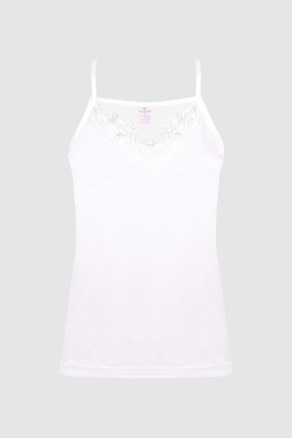 Ceylanoğlu 6'lı Bayan Ribana Güpürlü İp Askılı Atlet-182 Beyaz