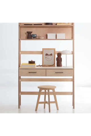 Woodesk Cosmos Ahşap Çalışma Masası Ve Kitaplık, Natural Renk Naturel