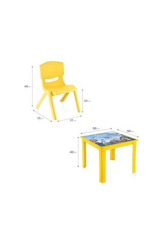 Fiore 2'li Set Çocuk Masa Sandalye Takımı Sarı Safari 1-3 Yaş Çok Renkli