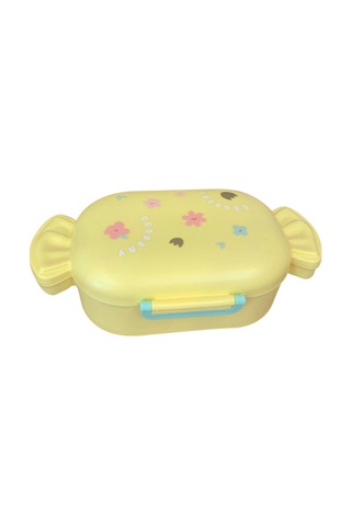 Sevimli Şeker Şekilli Çocuk Beslenme Kutusu Kaşıklı 2 Bölmeli Yemek Saklama Kabı Sarı