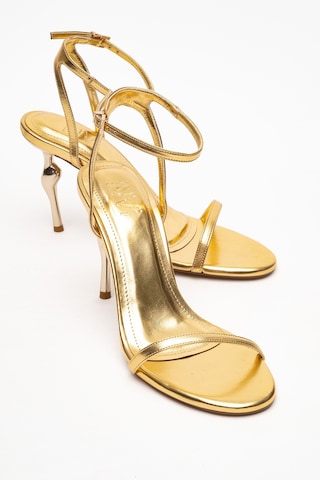 Jasmin Altın Cilt Tek Bantlı Kadın Topuklu Ayakkabı Altın