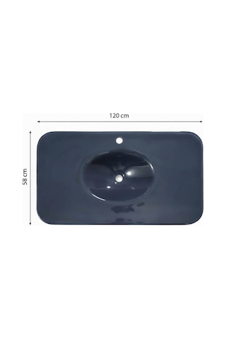 Badella - Duru Cam Lavabo Antrasit 120 58 - Mz-312- Antrasit
